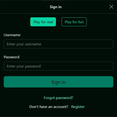 pure casino login